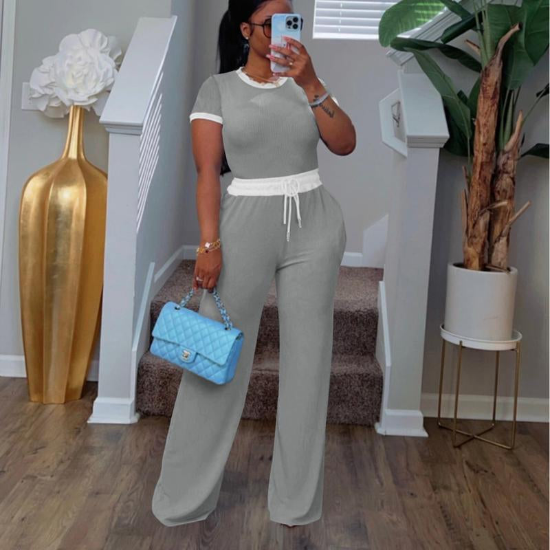 Womens Two Piece Outfits Casual Sweatsuits Set Short Sleeve Matching Sets Tracksuit